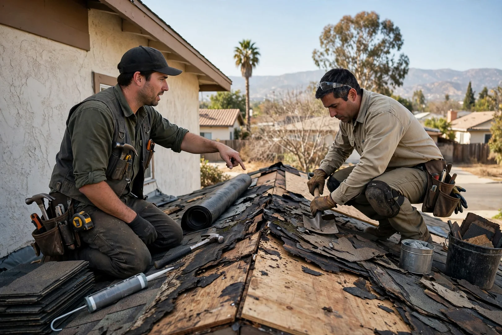 Residential rooftops across a La Puente neighborhood